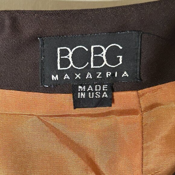 BCBGMAXAZRIA Chocolate Brown Satiny Mini Skirt Size 6 - Picture 2 of 7